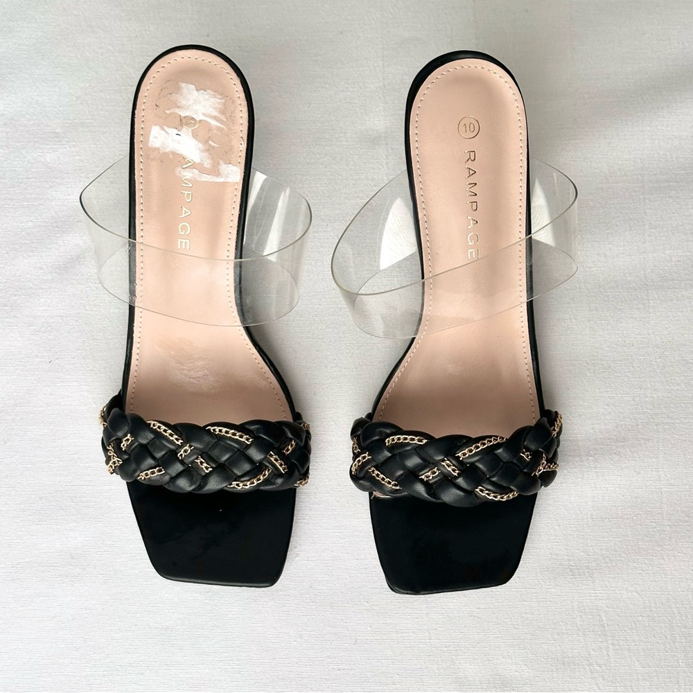 Rampage Square Toe Clear Heeled Sandals - Picture 2 of 6